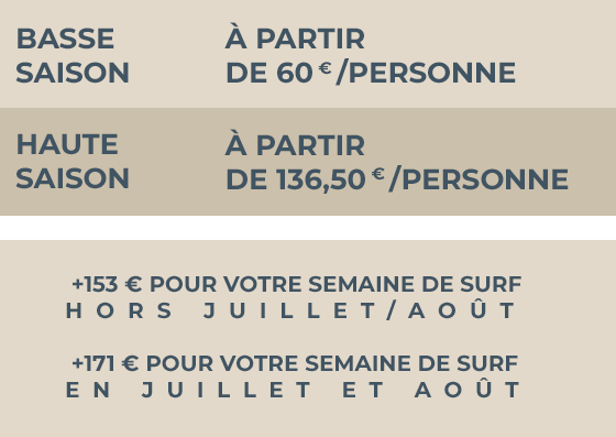 tarif surf camp familles et petit groupe amies et amis