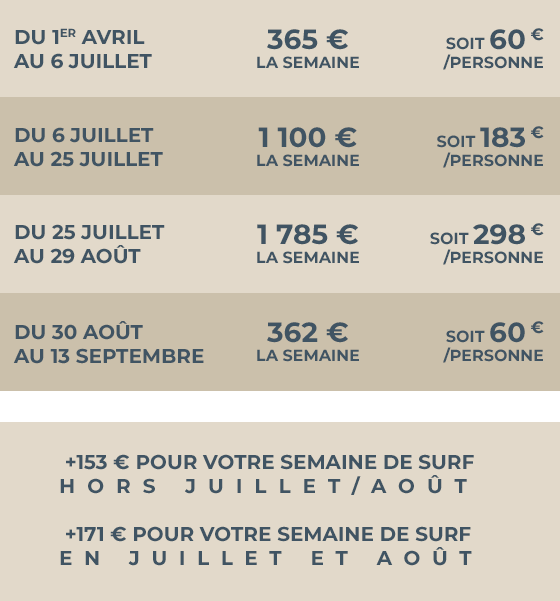 tarif surfcamp tente lodge biarritz bidart